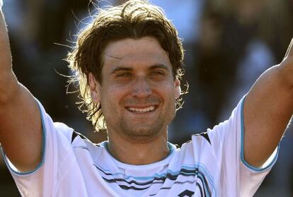 Spain&#039;s David Ferrer celebrates after winning the ATP Argentina Open.