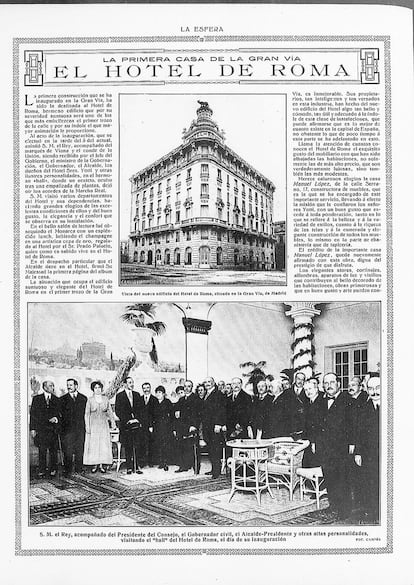 Crónica de la inauguración del Hotel Roma en el periódico 'La Espera'.
