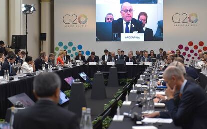 Reunión de los cancilleres del G20 en la sede de la cancillería argentina en Buenos Aires.
