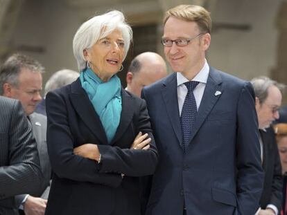 La presidenta del BCE, Christine Lagarde con el presidente del Bundesbank, Jens Weidmann, en 2019.