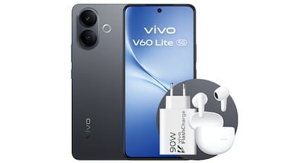 vivo V60 Lite 5G mobile with charger included and wireless headphones