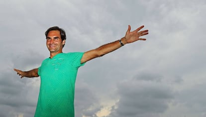 Federer posa tras ganar el Masters 1.000 de Miami.