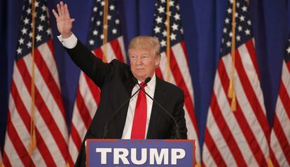 Donald Trump gives a speech at one of his golf clubs in Jupiter.