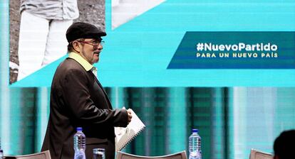 Principal líder das FARC Rodrigo Londoño, codinome Timochenko, durante Congresso.