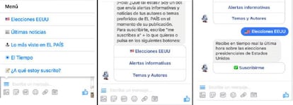 Detalle de la oferta de suscripción del 'bot' de Facebook de EL PAÍS.