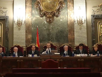 Sala de Plenos del Tribunal Supremo donde se celebra el caso del 'procés'.