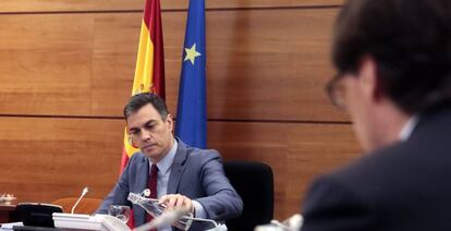 Pedro Sánchez durante la reunión semanal del Consejo de Ministros.  