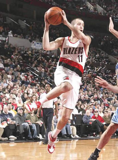 Sergio Rodríguez, durante un partido con los Trail Blazers