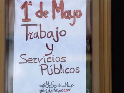 Cartel de apoyo al Primero de Mayo en Valladolid.