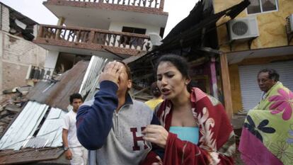 Damnificados por el terremoto en la localidad de Pedernales.