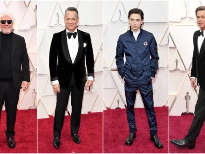 Pedro Almodóvar, Tom Hanks, Timothée Chalamet y Brad Pitt han destacado, unos por tradicionales y otros por atrevidos, en la alfombra roja de los Oscar.