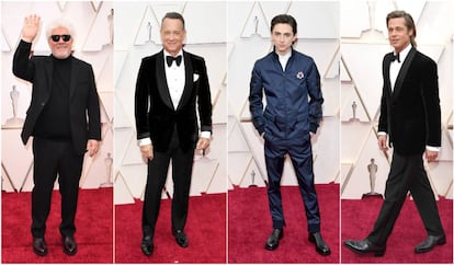 Pedro Almodóvar, Tom Hanks, Timothée Chalamet y Brad Pitt han destacado, unos por tradicionales y otros por atrevidos, en la alfombra roja de los Oscar.