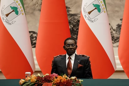 El presidente de Guinea Ecuatorial, Teodoro Obiang, durante una visita de Estado a China en mayo de 2024.