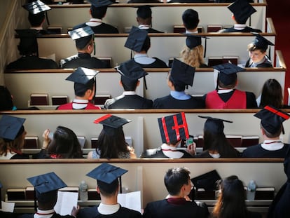 Ceremonia de graduación en una universidad estadounidense, en 2019.