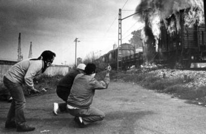 Protestas contra la reconversión naval en Vigo en 1985.