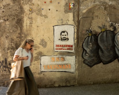 Un grafiti en Bastia recuerda a Massimu Susini, víctima de la mafia.