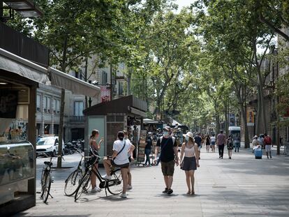 Turistas en la Rambla