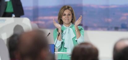 María Dolores de Cospedal en el 18 Congreso del PP, en Madrid.