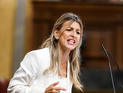 DVD1273.. Comoparecencia del presidente del gobierno en el pleno extraordinario sobre la corrupción en el Congreso de los Diputados . Yolanda Díaz, vicepresidenta segunda y ministra de Trabajo. Álvaro García. 09/07/2025