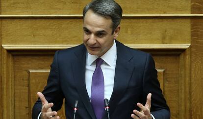 El primer ministro de Grecia, Kyriakos Mitsotakis, en el parlamento el pasado julio.