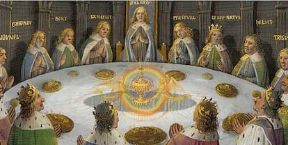 'La Mesa Redonda experimenta una visión del Santo Grial', de Évrard d'Espinques (1475).