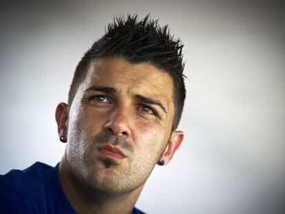 Davil Villa, delantero del Barcelona, durante la entrevista.