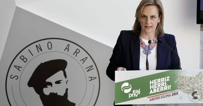 La presidenta del PNV en Bizkaia, Itxaso Atutxa, este jueves en Bilbao.