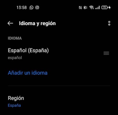 Selección idioma Android