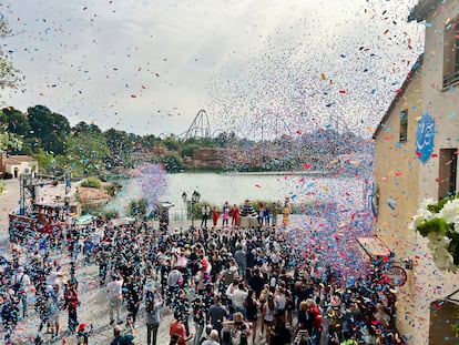 Un momento de la celebración del 30º aniversario de Port Aventura, este jueves.