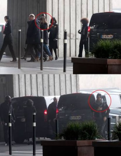 Dakota Johnson y Chris Martin en el aeropuerto Charles de Gaulle de Par&iacute;s el pasado diciembre.