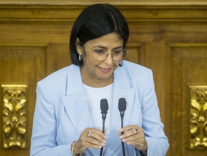 La vicepresidenta de Venezuela, Delcy Rodríguez, en un pleno del Parlamento venezolano, en Caracas, el pasado abril.