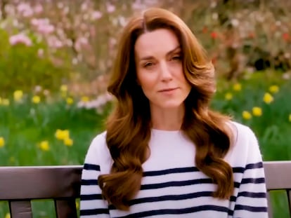 Kate Middleton, en un momento del vídeo difundido por la BBC en el que anuncia que es tratada de un cáncer.