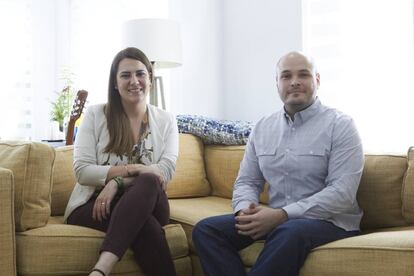 J&eacute;ssica Fern&aacute;ndez y Armando Ibarra, partidarios de Trump de Miami.