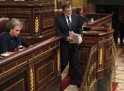 Mariano Rajoy tras intervenir en el Congreso de los Diputados.