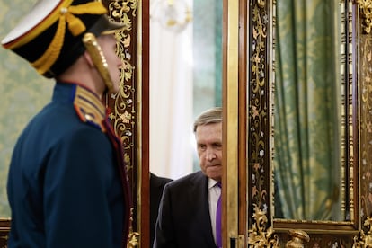 El asesor del presidente ruso Yuri Ushakov, este jueves en el Kremlin.