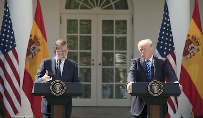 US President Donald Trump and Spanish Prime Minister Mariano Rajoy at the White House.