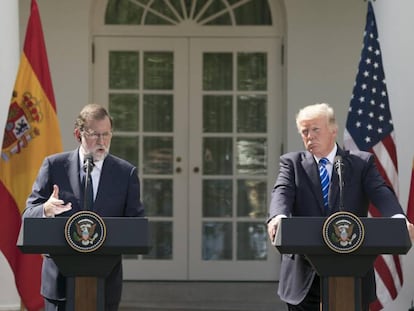 US President Donald Trump and Spanish Prime Minister Mariano Rajoy at the White House.