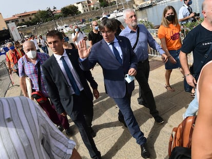 Carles Puigdemont in Sardinia after his brief arrest.
