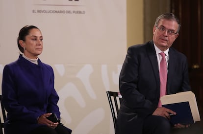 Claudia Sheinbaum y Marcelo Ebrard, durante una conferencia de prensa en Palacio Nacional, en una imagen de archivo.