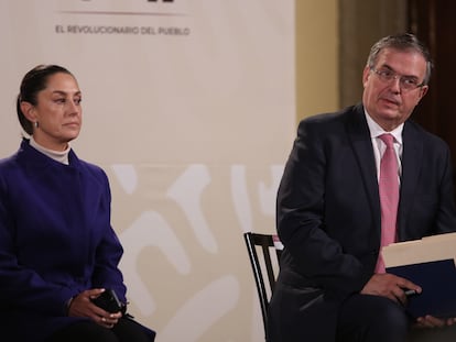 Claudia Sheinbaum y Marcelo Ebrard, durante una conferencia de prensa en Palacio Nacional, en una imagen de archivo.