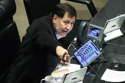 Gerardo Fernández Noroña durante una sesión en el Senado, este martes en Ciudad de México.