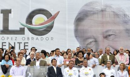 El candidato a la presidencia de México, Andrés Manuel López Obrador, durante su cierre de campaña.