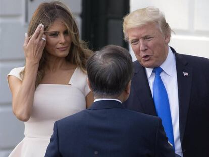 Donald Trump e a primeira-dama Melania recebem o presidente da Coreia do Sul, Moon Jae-in, nesta quinta-feira, na Casa Branca