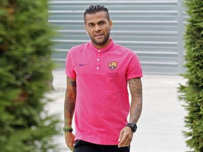 Dani Alves, en la ciudad deportiva del Barcelona.