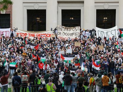 Manifestación pro-Gaza en la Universidad de Harvard (Cambridge, Massachusetts, EE UU), el día 14.