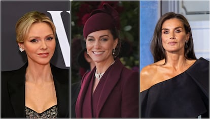 De izquierda a derecha, Charlene de Mónaco, Kate Middleton y la reina Letizia.