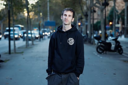 Neidos, uno de los componentes del grupo de rap Lágrimas de Sangre, en Barcelona el pasado 28 de noviembre.