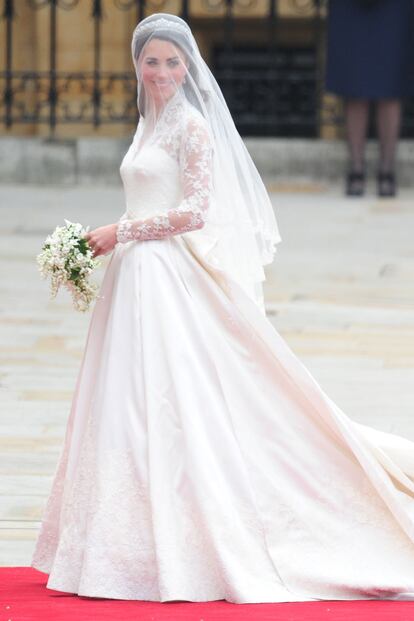 Vestido de boda de Kate Middleton creado por Sarah Burton para Alexander McQueen. 