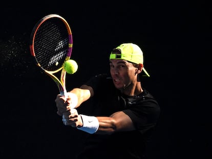 Rafa Nadal, en enero de 2023, durante un entrenamiento previo al Open de Australia, el último torneo que disputó este año.