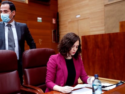 La presidenta de la Comunidad de Madrid, Isabel Díaz Ayuso y el vicepresidente, Ignacio Aguado.